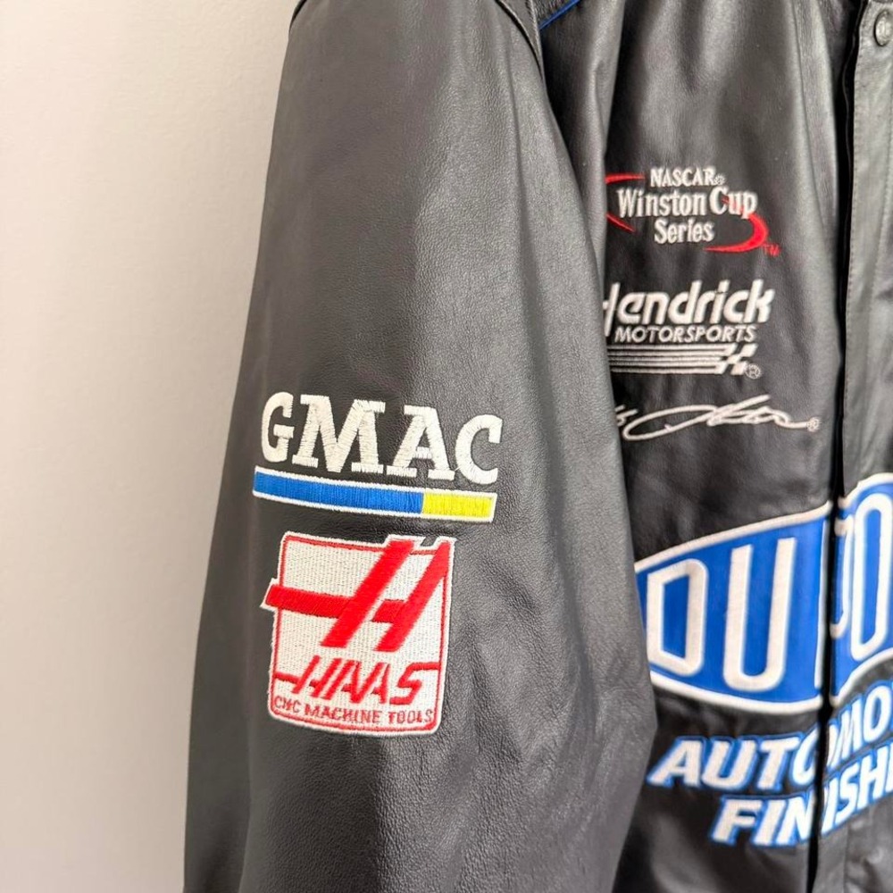 VINTAGE BLACK CHASE AUTHENTICS JEFF GORDON DUPOINT LEATHER RACING JACKET - Picture 6 of 8